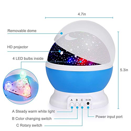 SCOPOW Colorful Constellation Star Sky Kids Night Lamp with LED Timer Night Lights for Kids Black Auto-Shut Off and 360 Degree Rotation 